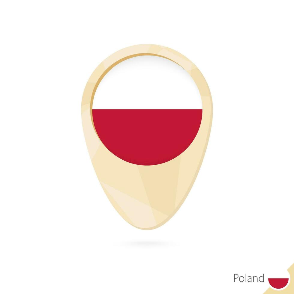 Map pointer with flag of Poland. Orange abstract map icon. vector
