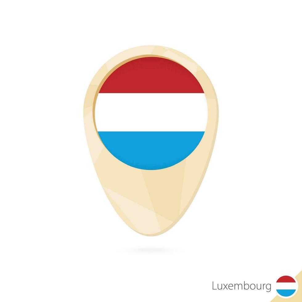 Map pointer with flag of Luxembourg. Orange abstract map icon. vector