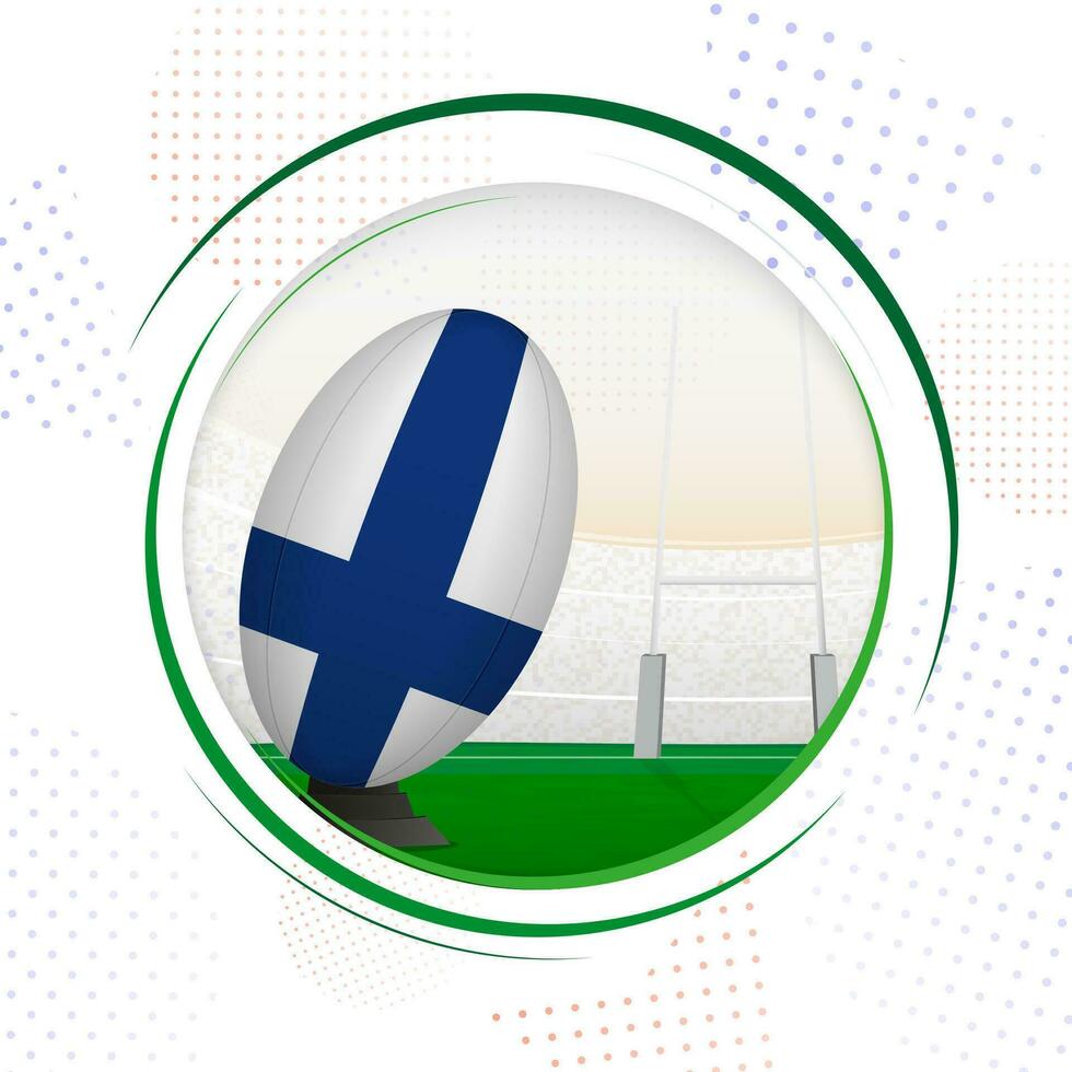 Flag of Finland on rugby ball. Round rugby icon with flag of Finland. vector