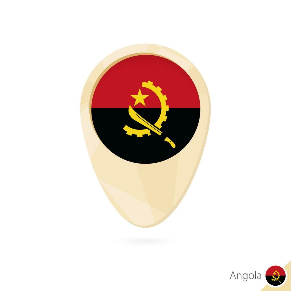 Map pointer with flag of Angola. Orange abstract map icon. vector