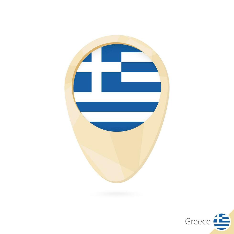 Map pointer with flag of Greece. Orange abstract map icon. vector