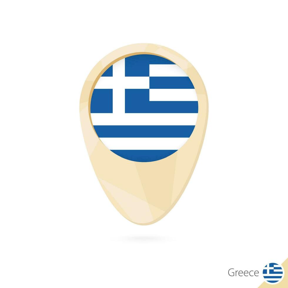 mapa puntero con bandera de Grecia. naranja resumen mapa icono. vector