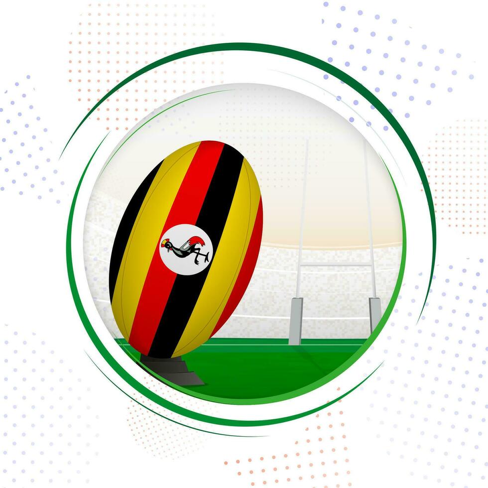 bandera de Uganda en rugby pelota. redondo rugby icono con bandera de Uganda. vector
