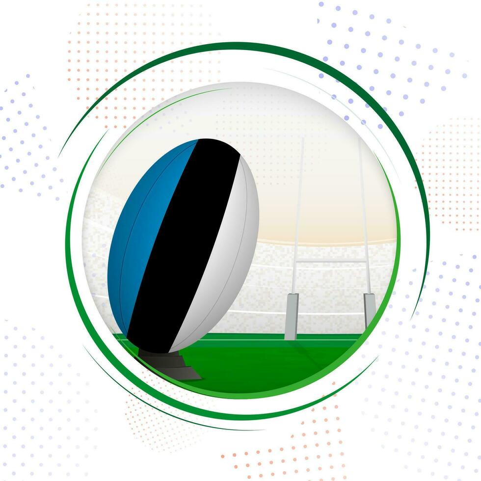 Flag of Estonia on rugby ball. Round rugby icon with flag of Estonia. vector