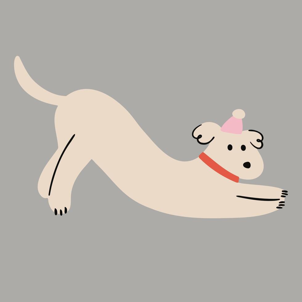 dibujado a mano linda dibujos animados perro ilustración vector