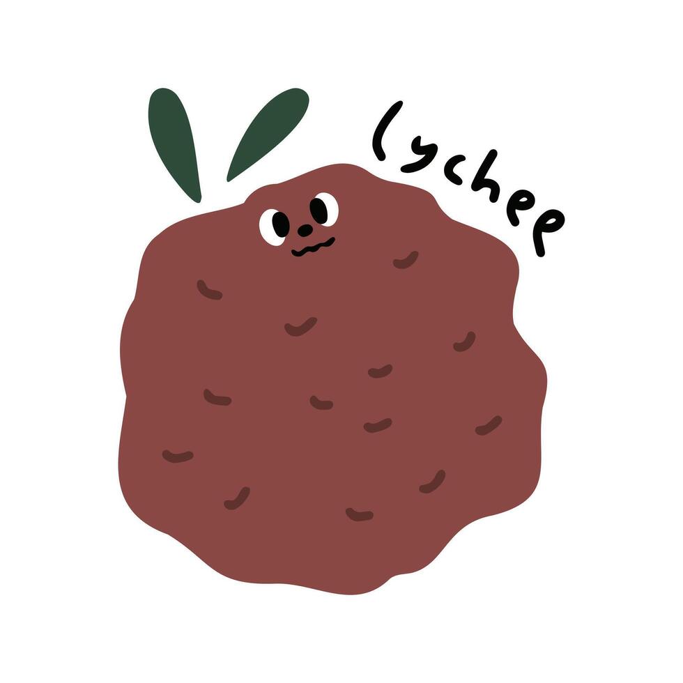 mano dibujado dibujos animados Fruta ilustración lychee vector