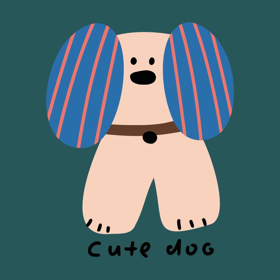 dibujado a mano linda dibujos animados perro ilustración vector