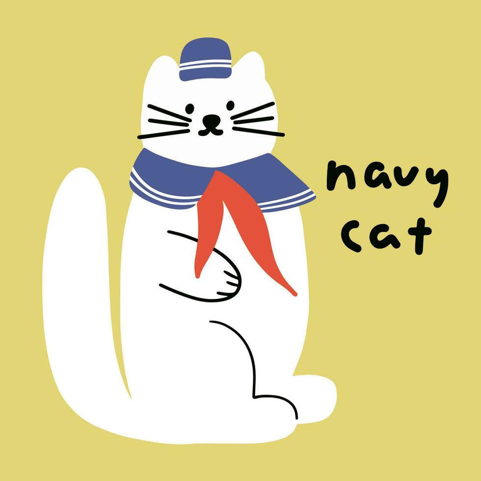 hand draw Interesting cartoon cat illustrations vector