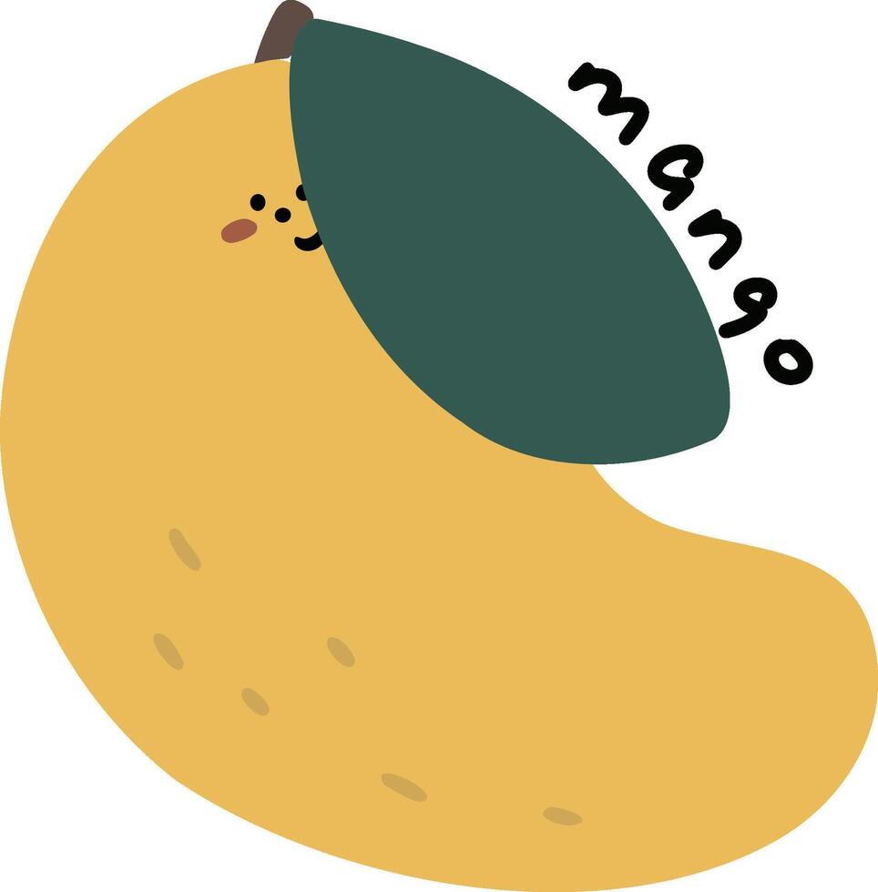 Hand drawn cartoon fruit illustration mango vector