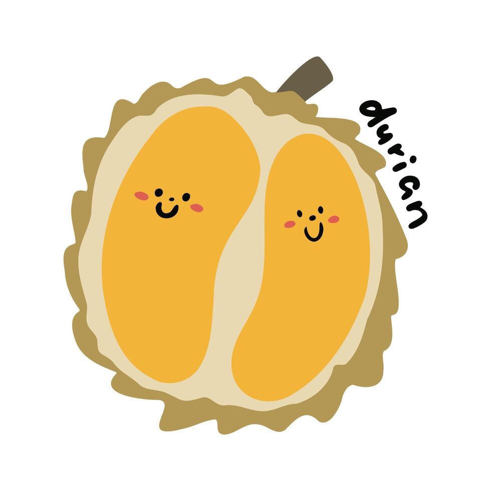 mano dibujado dibujos animados Fruta ilustración Durian vector