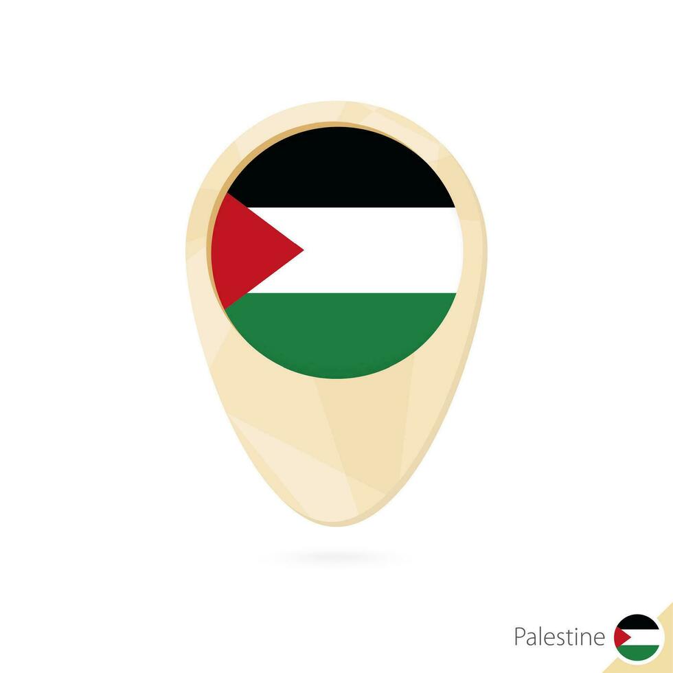 Map pointer with flag of Palestine. Orange abstract map icon. vector