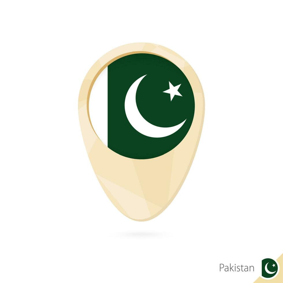 mapa puntero con bandera de Pakistán. naranja resumen mapa icono. vector