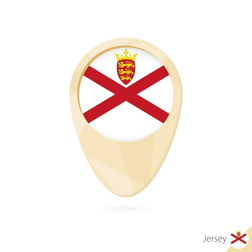 Map pointer with flag of Jersey. Orange abstract map icon. vector