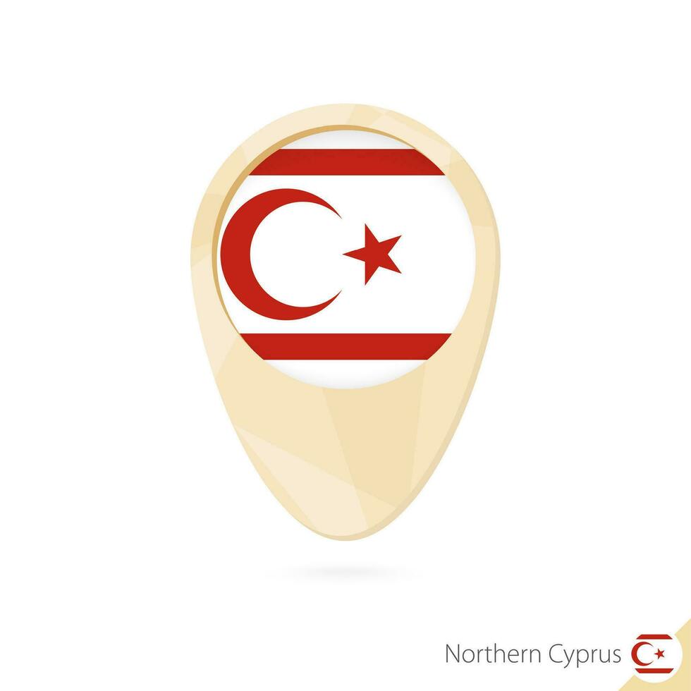 Map pointer with flag of Northern Cyprus. Orange abstract map icon. vector