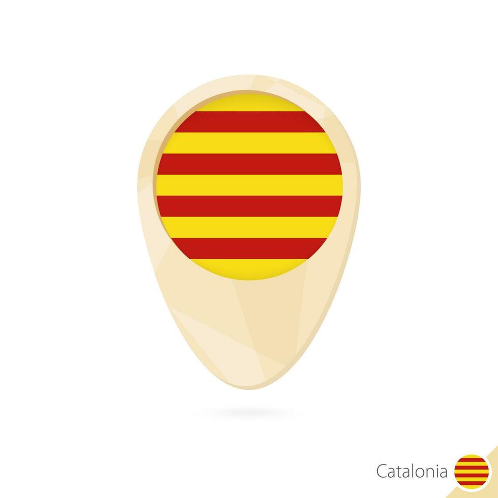 Map pointer with flag of Catalonia. Orange abstract map icon. vector