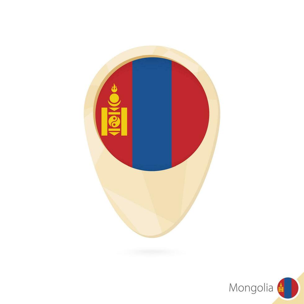 mapa puntero con bandera de Mongolia. naranja resumen mapa icono. vector