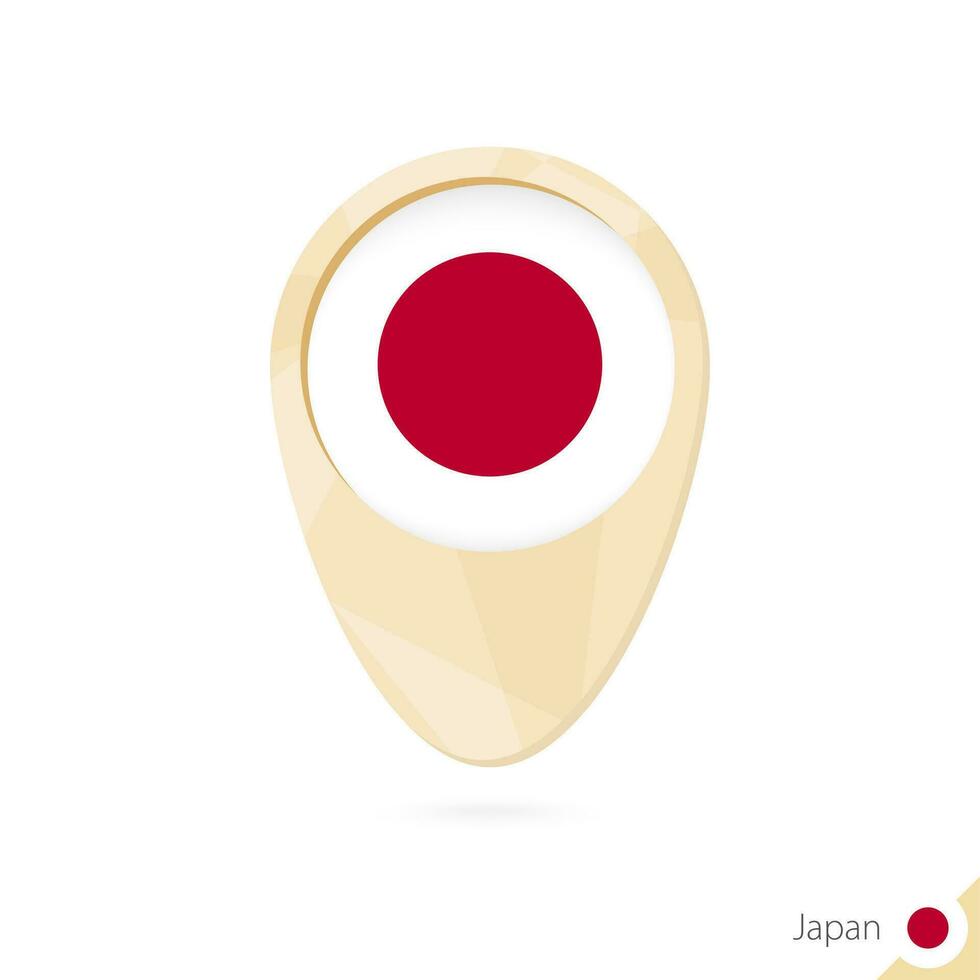Map pointer with flag of Japan. Orange abstract map icon. vector