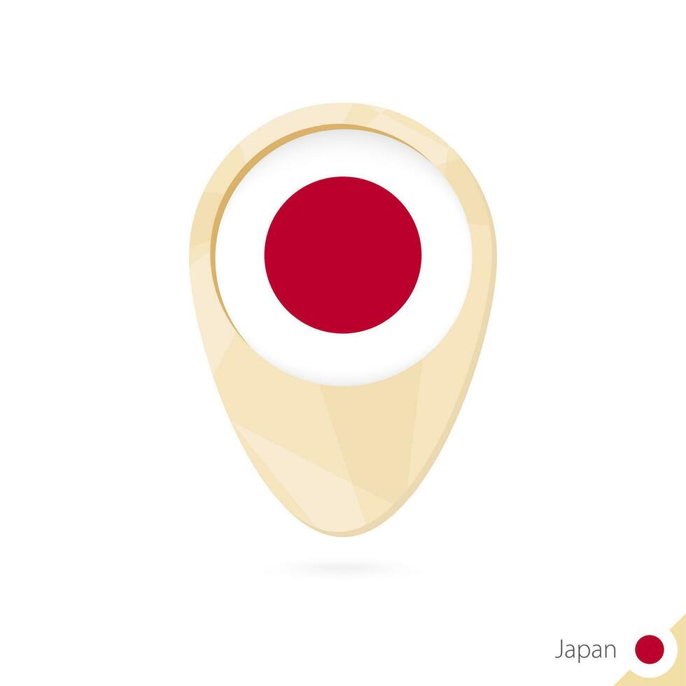 mapa puntero con bandera de Japón. naranja resumen mapa icono. vector