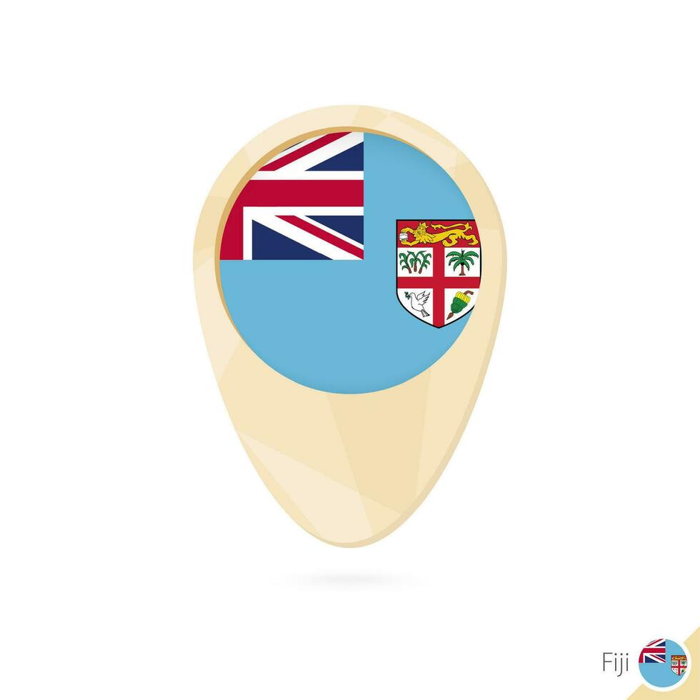 Map pointer with flag of Fiji. Orange abstract map icon. vector