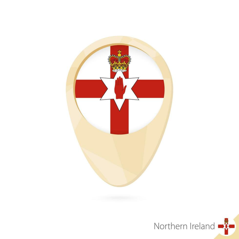 Map pointer with flag of Northern Ireland. Orange abstract map icon. vector