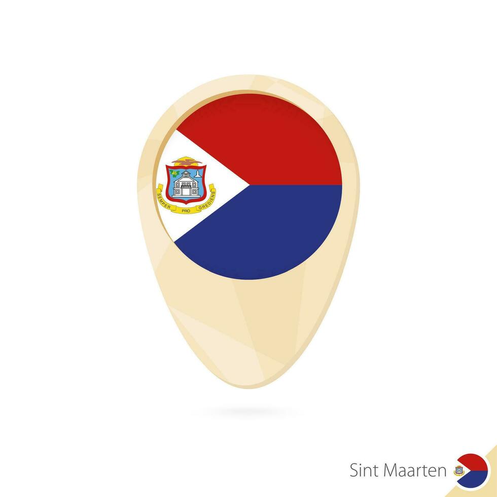Map pointer with flag of Sint Maarten. Orange abstract map icon. vector