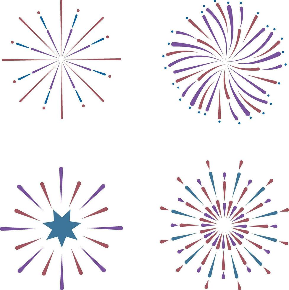 Firework Icon Set. Isolated on White Background. Vector Illustration