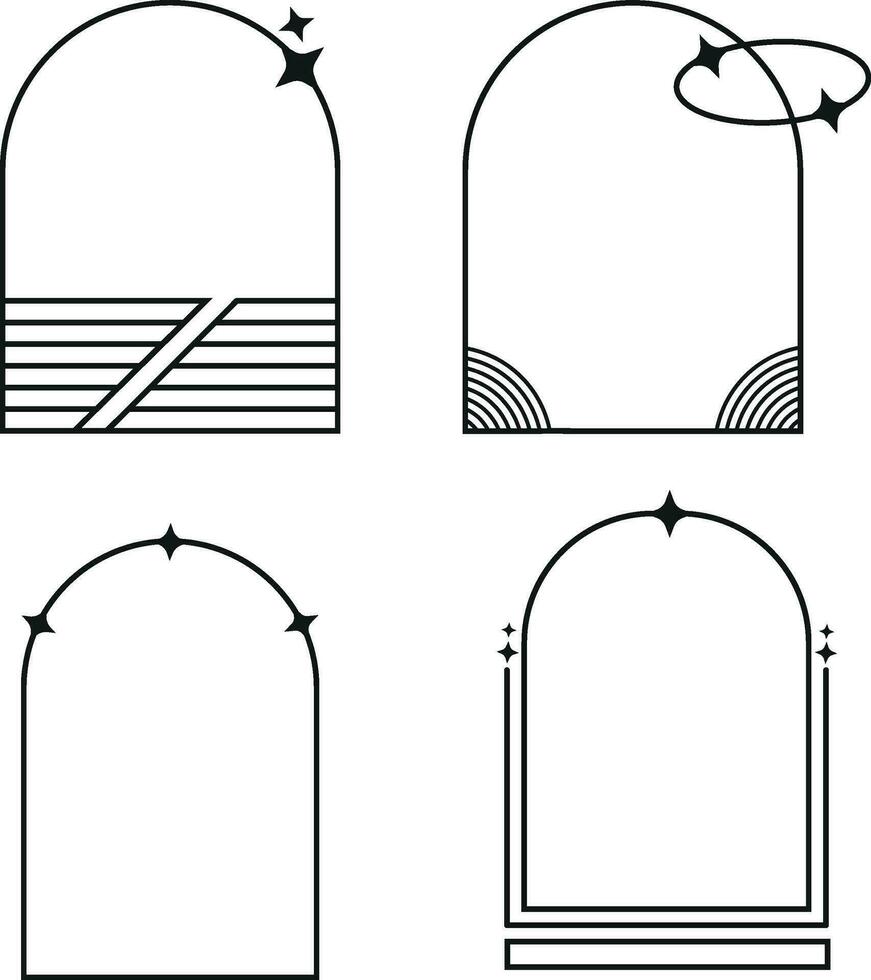 Monoline Arch Frame with Flat Design vector