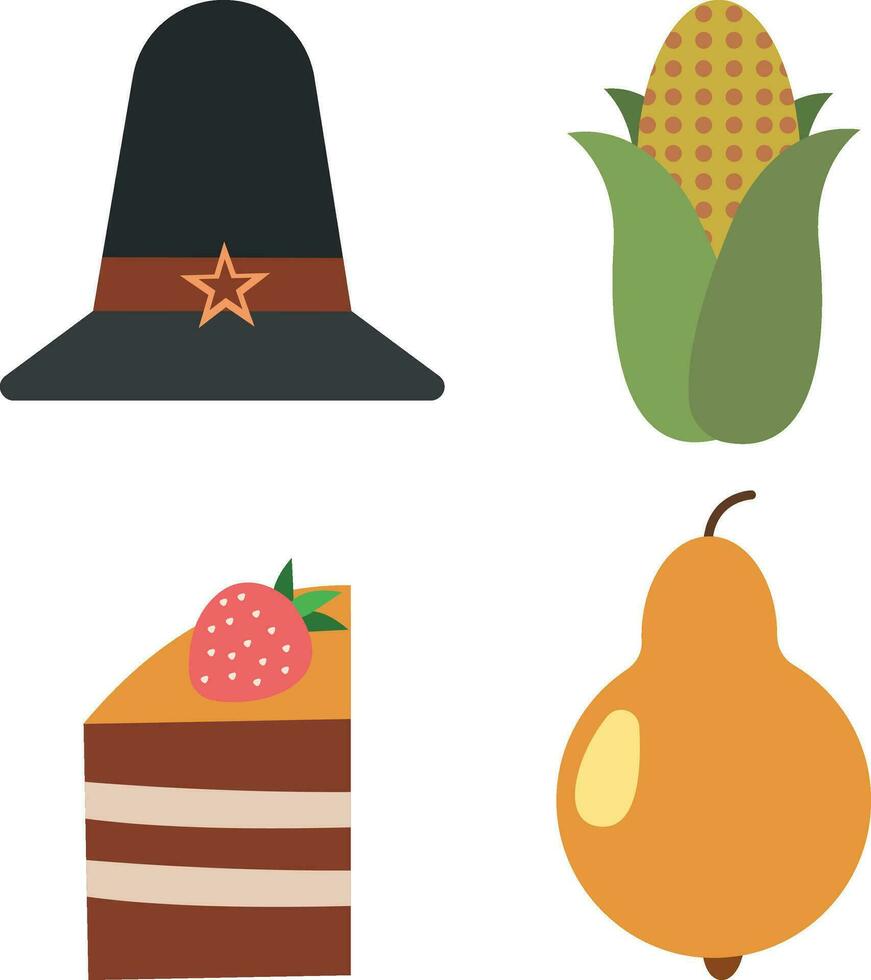 Hand Drawn Thanksgiving autumn. Vector Icon Set