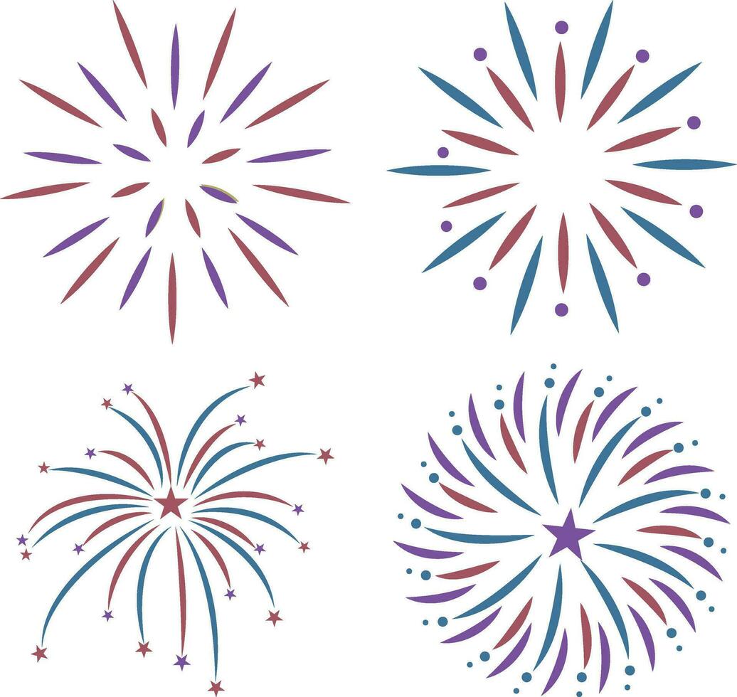 Firework Icon Set. Isolated on White Background. Vector Illustration