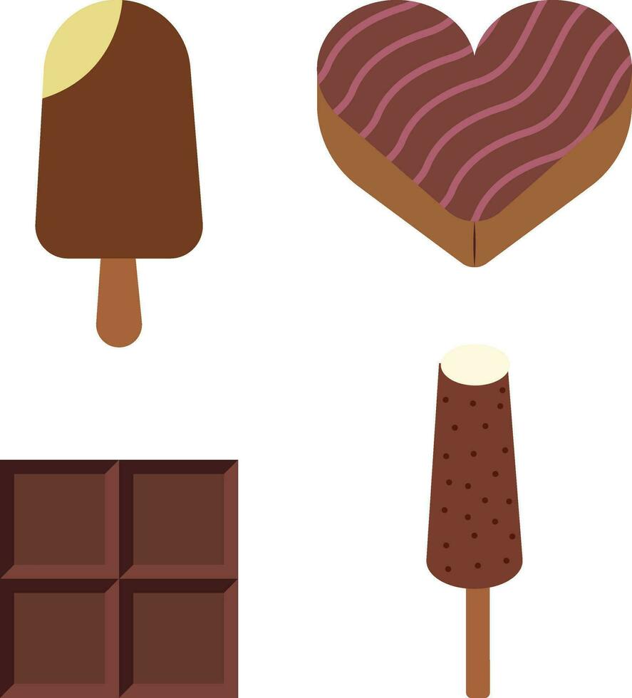 World Chocolate Day. Isolated on White Background. Vector Element Set