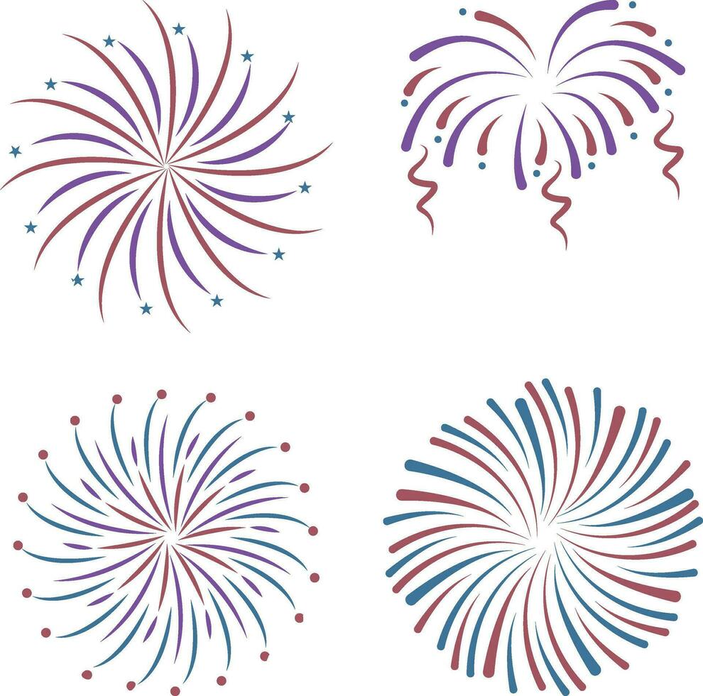 Firework Icon Set. Isolated on White Background. Vector Illustration