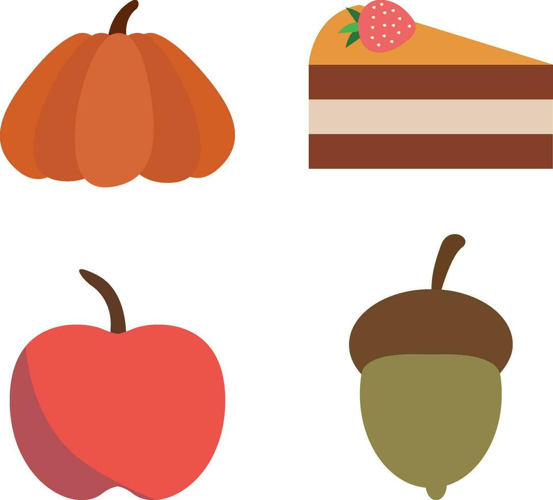 mano dibujado acción de gracias otoño. vector icono conjunto