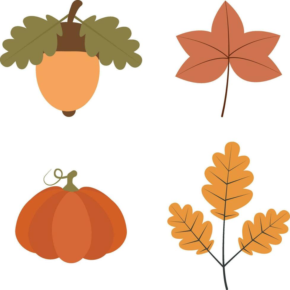 Hand Drawn Thanksgiving autumn. Vector Icon Set