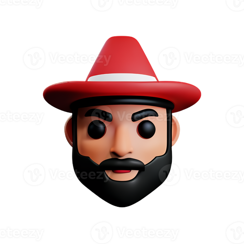 wizard face 3d rendering icon illustration png