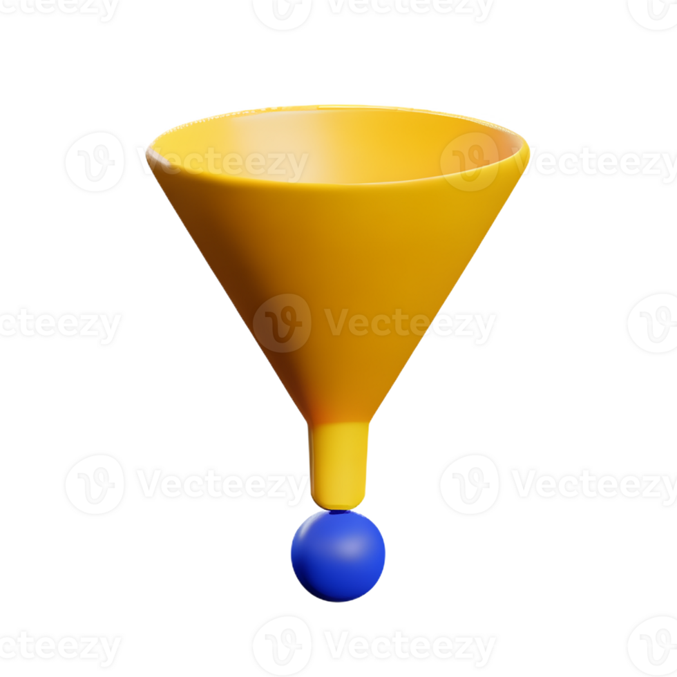 funnel 3d rendering icon illustration png