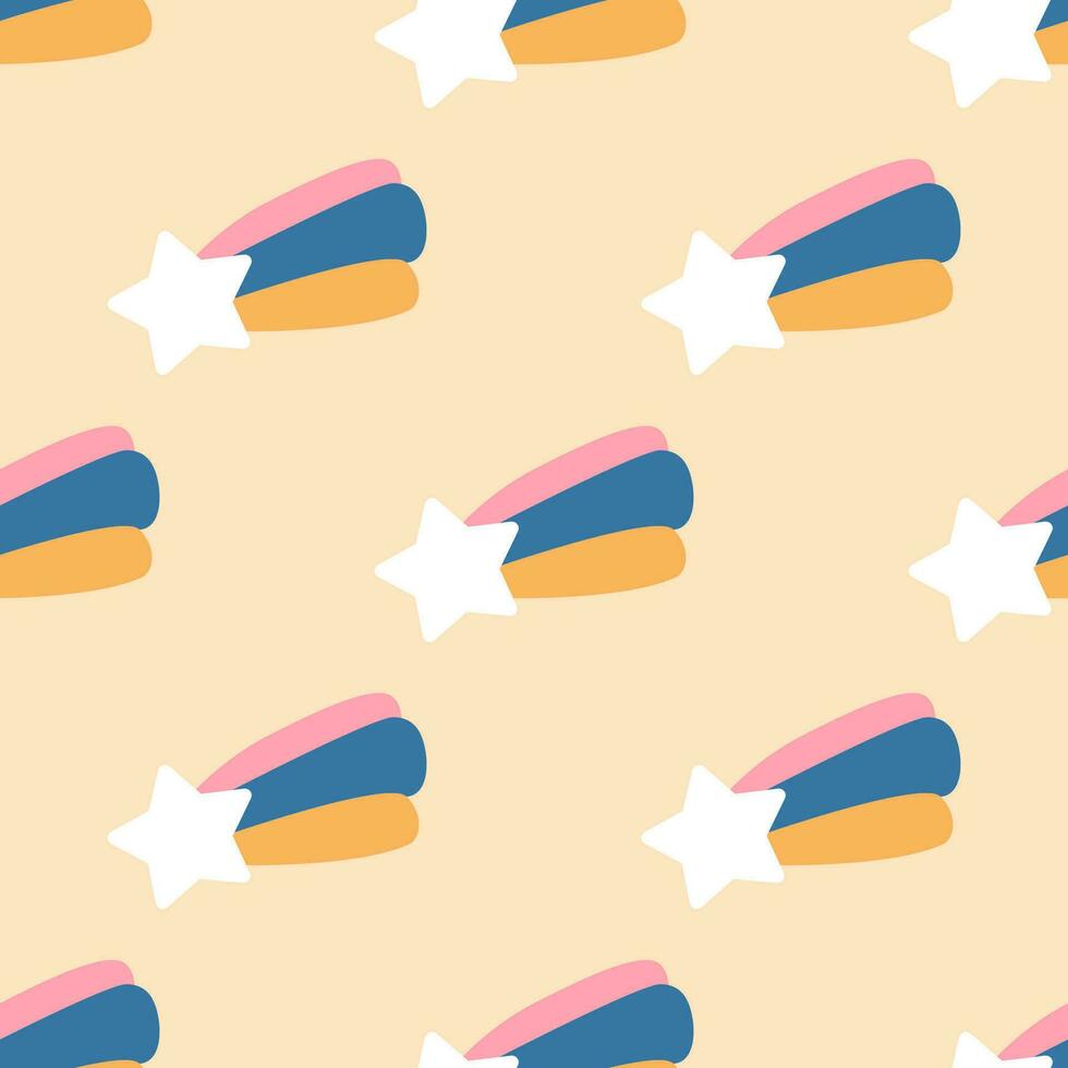 Seamless shooting star pattern. vector