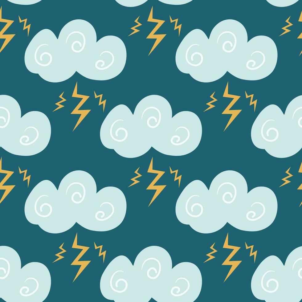 Seamless pattern with the symbol of Zeus. Cloud and lightning. vector