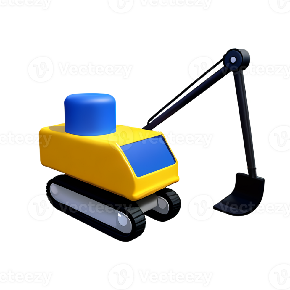 excavator 3d rendering icon illustration png