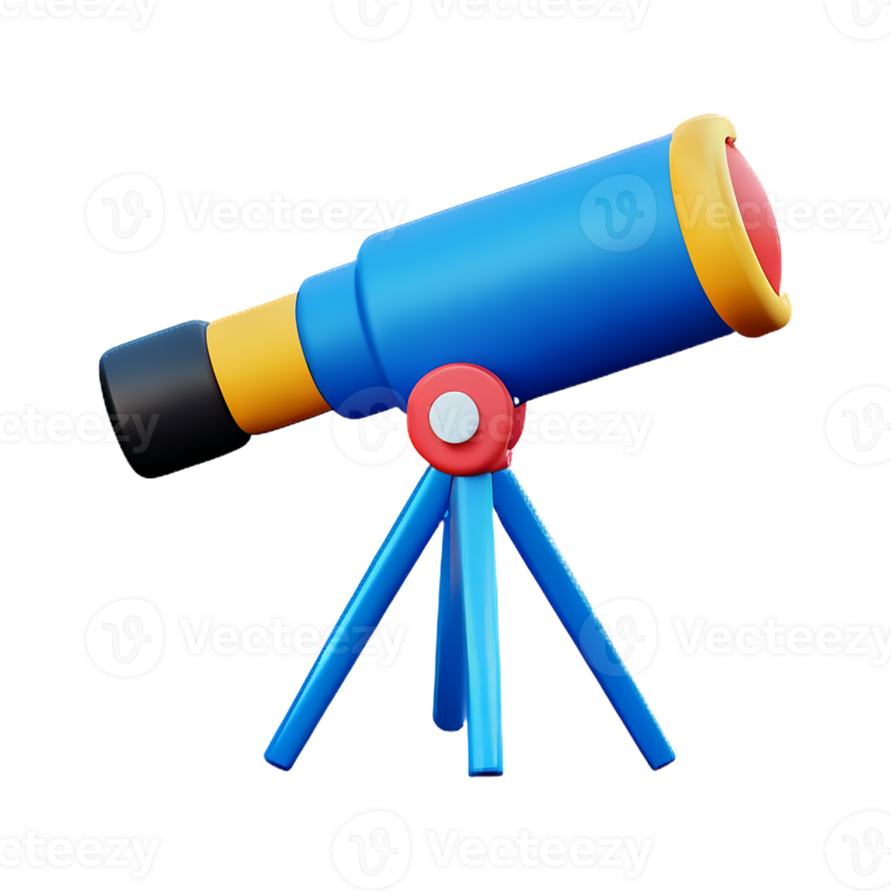 telescope 3d rendering icon illustration png