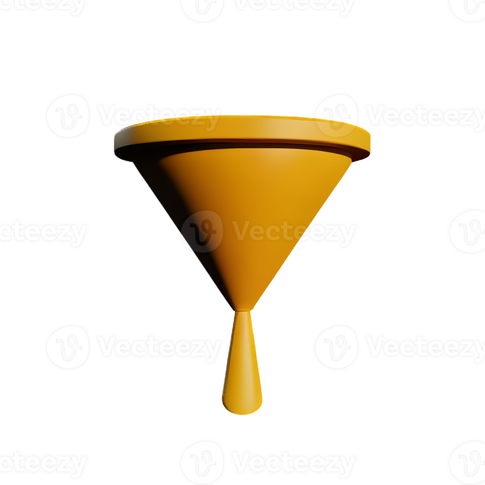 funnel 3d rendering icon illustration png