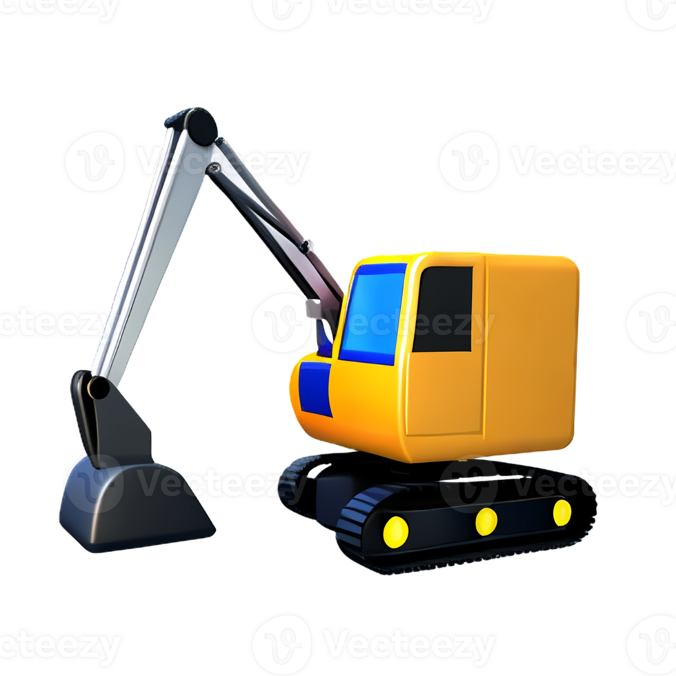 excavator 3d rendering icon illustration png