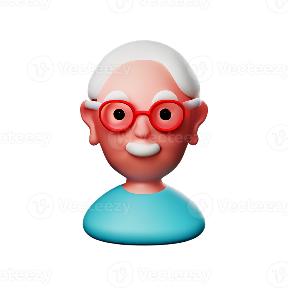 grandma face 3d rendering icon illustration png