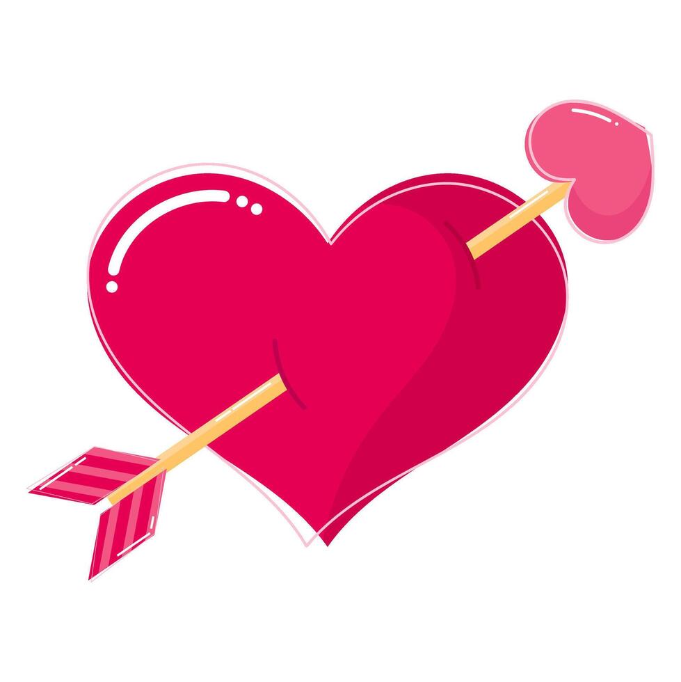 Heart with an arrow. Symbol of love. Print for valentine's day. vector