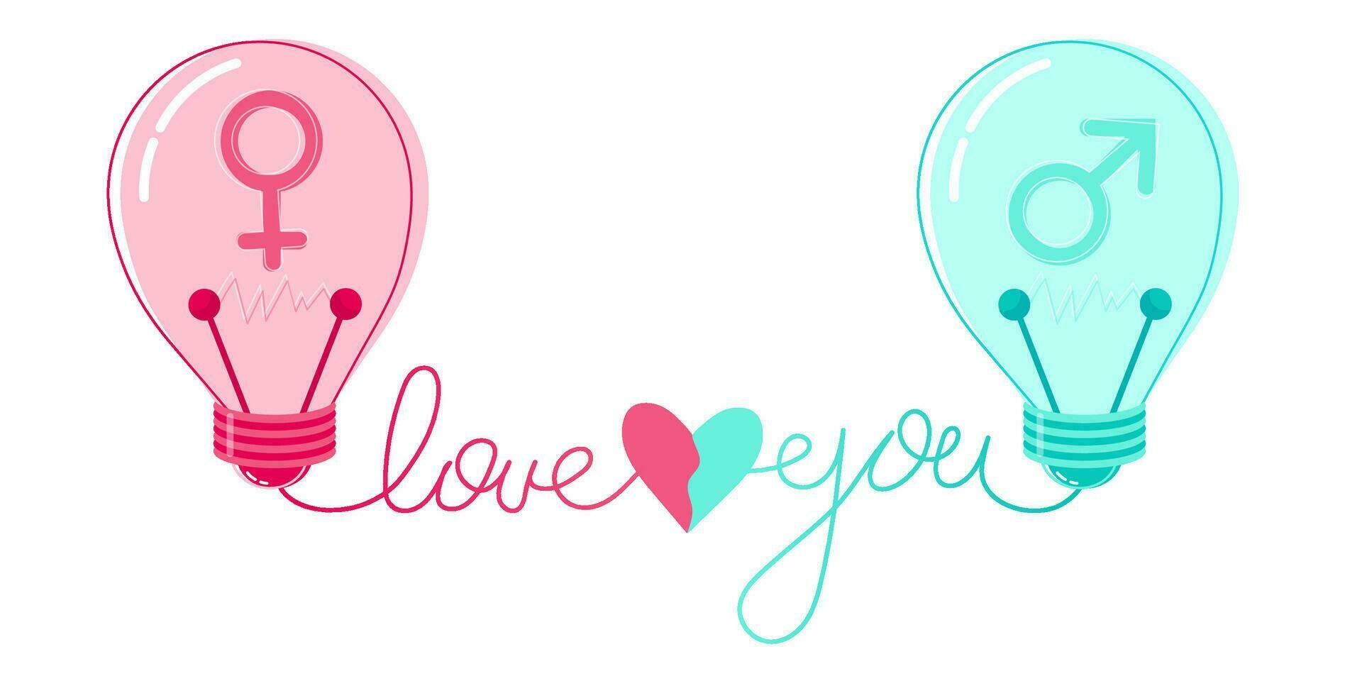 Love. Gender symbol. Equality between men and women. vector