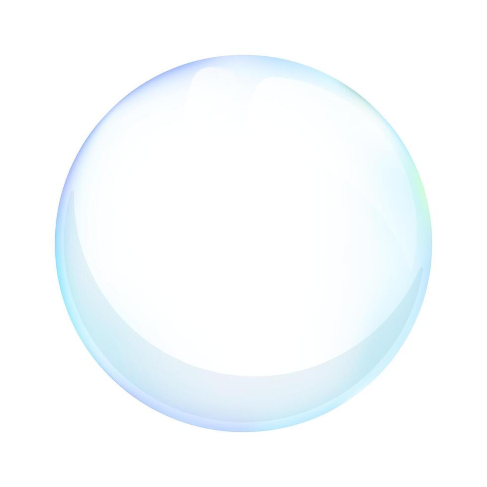 Soap bubble in gentle shades of blue on a blue gradient. Bubble vector illustration.