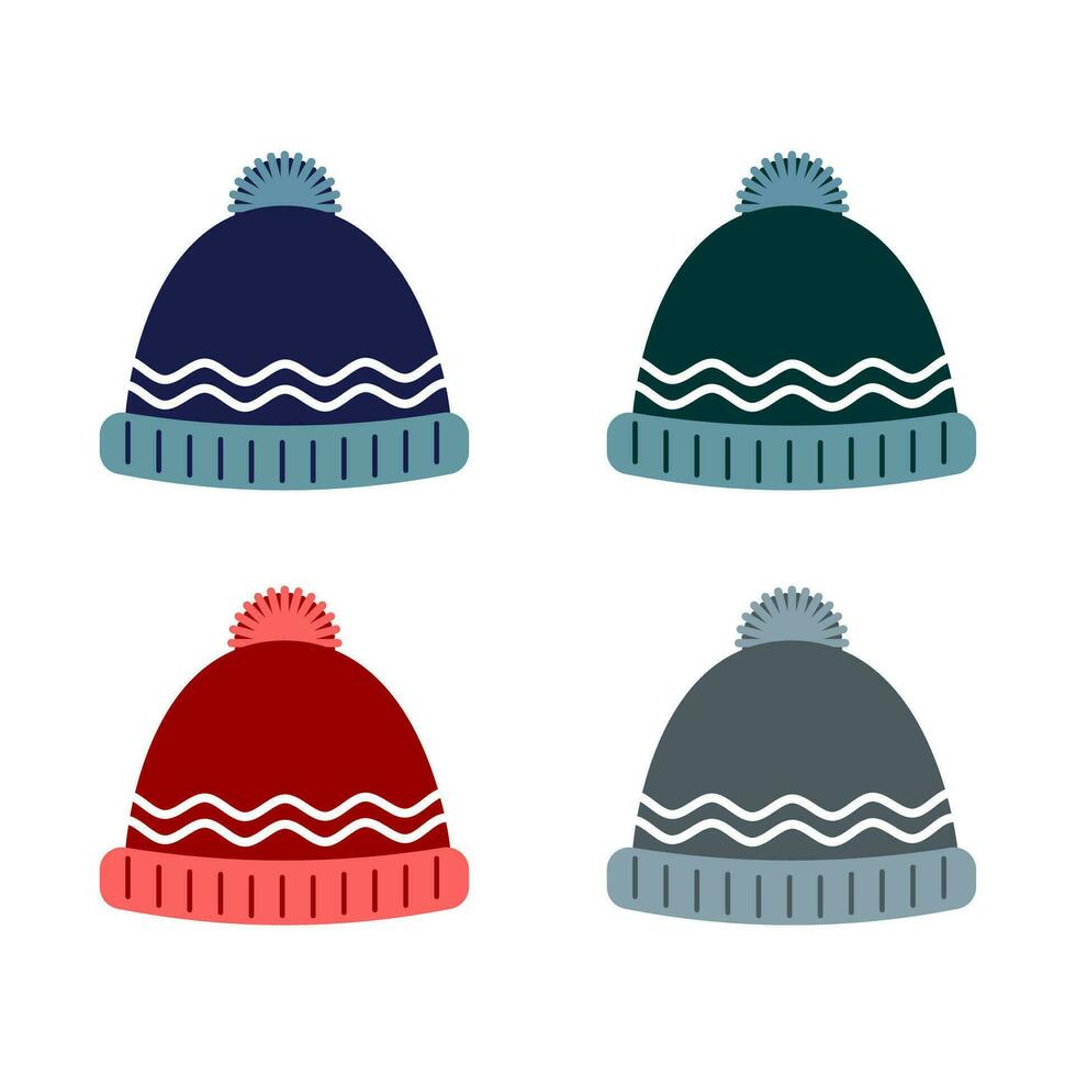 Winter Hat Beanie Vector Illustration .
