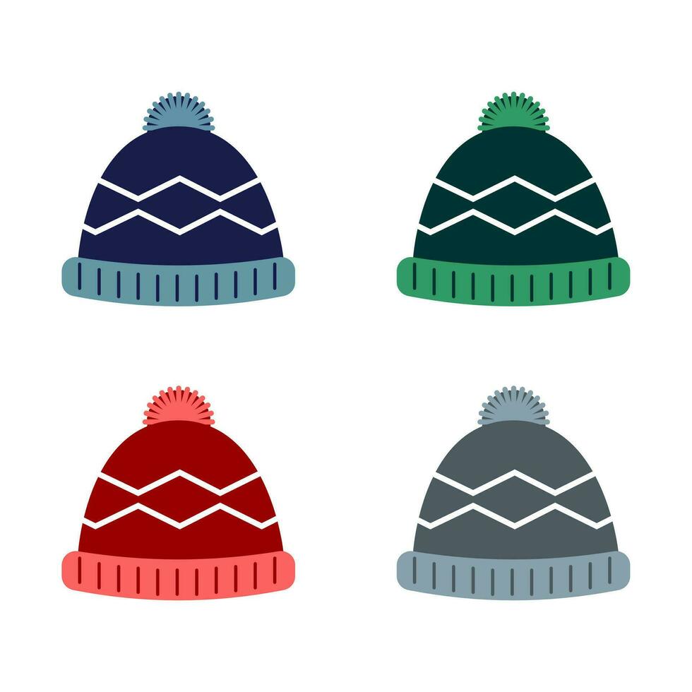 Winter Hat Beanie Vector Illustration .