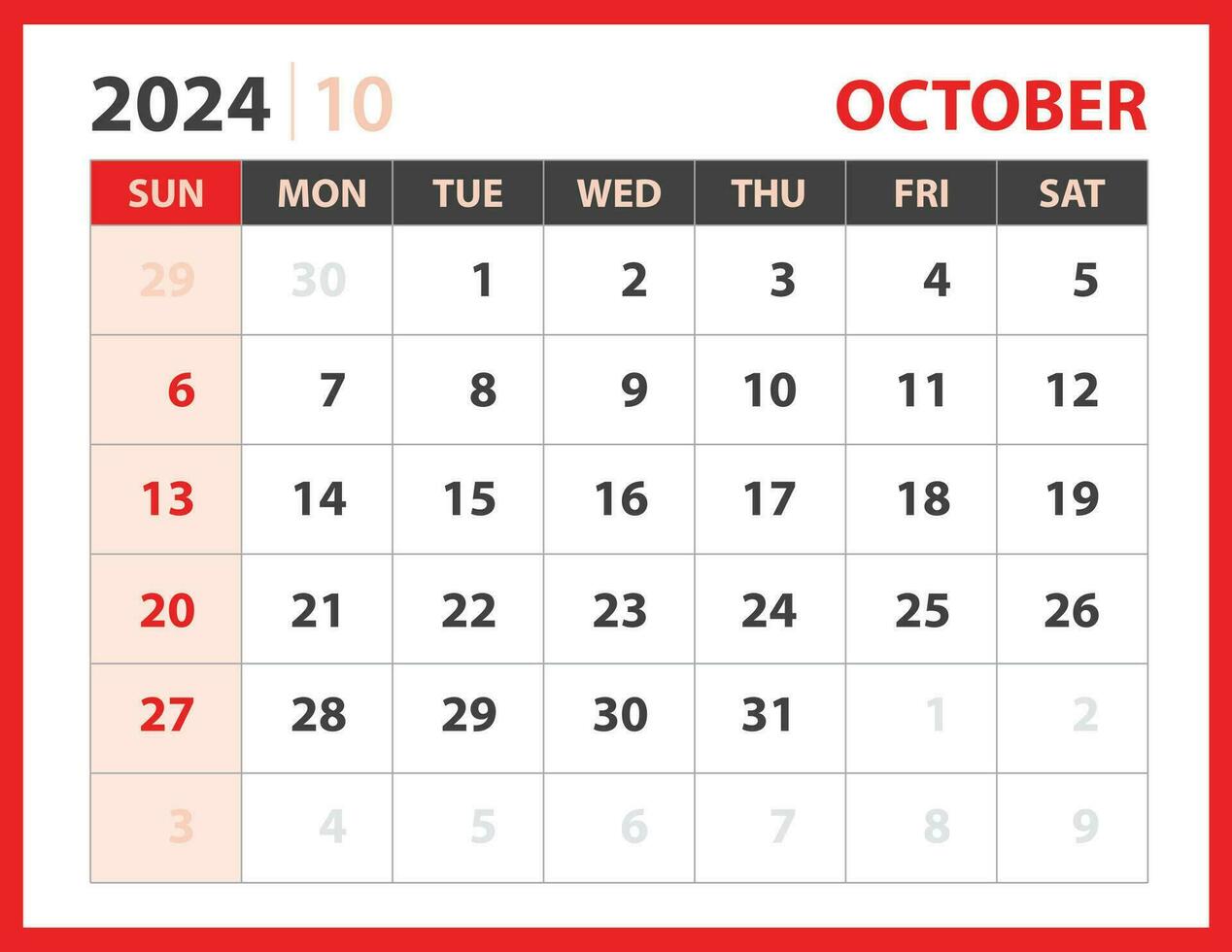 10-OCTOBER 2024 template vector