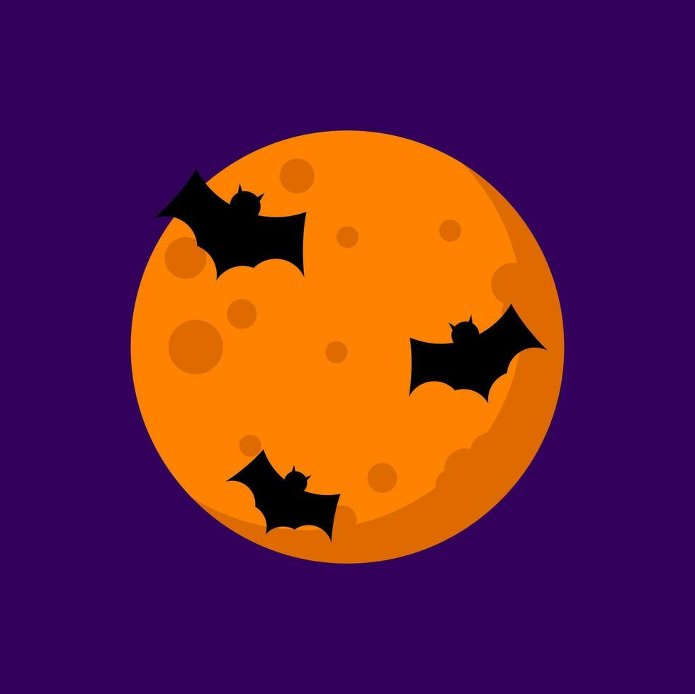Halloween Bat Moon Element Vector