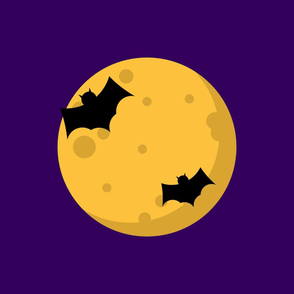 Halloween Bat Moon Element Vector